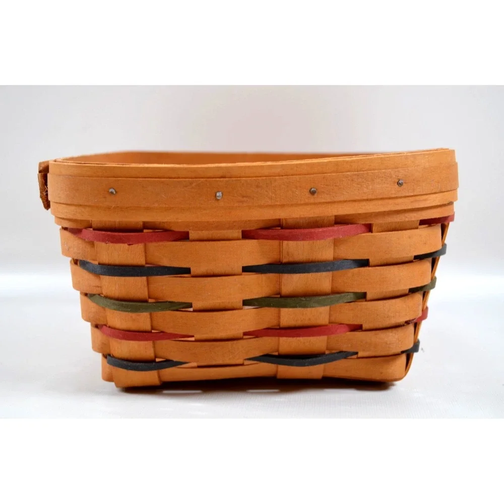 Longaberger 1997 Heartland Medium Square Basket W/ Multicolor Accent Weave